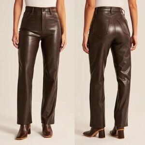 NEW Abercrombie & Fitch The 90s Straight Faux Leather Pants Size 18 Short